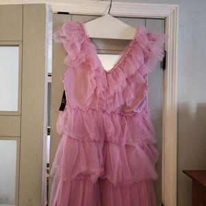 New York & Company Pink Ruffled Tulle Dress